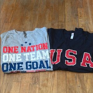 USA Themed Men's Short Sleeve Tees - Gray and Navy size xl. Ring‎ Spun Cotton